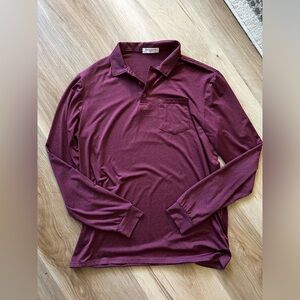Men’s burgundy long sleeve golf shirt